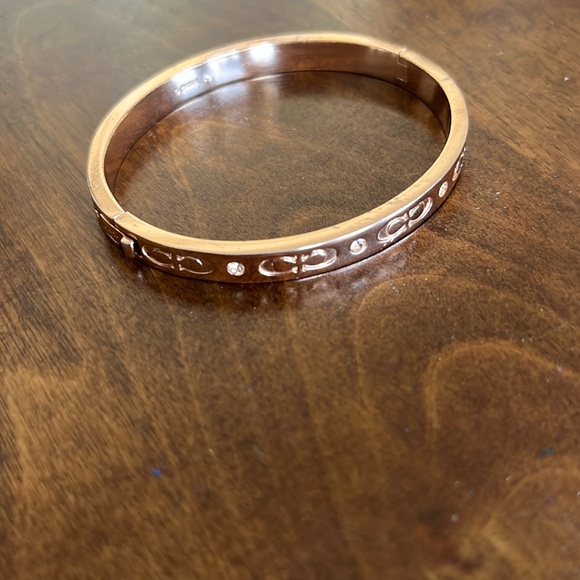 COACH signature hinged bangle bracelet in rose gold - Picture 3 of 6